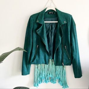 VICI Collection | Green Faux Suede Moto Jacket | S 💚